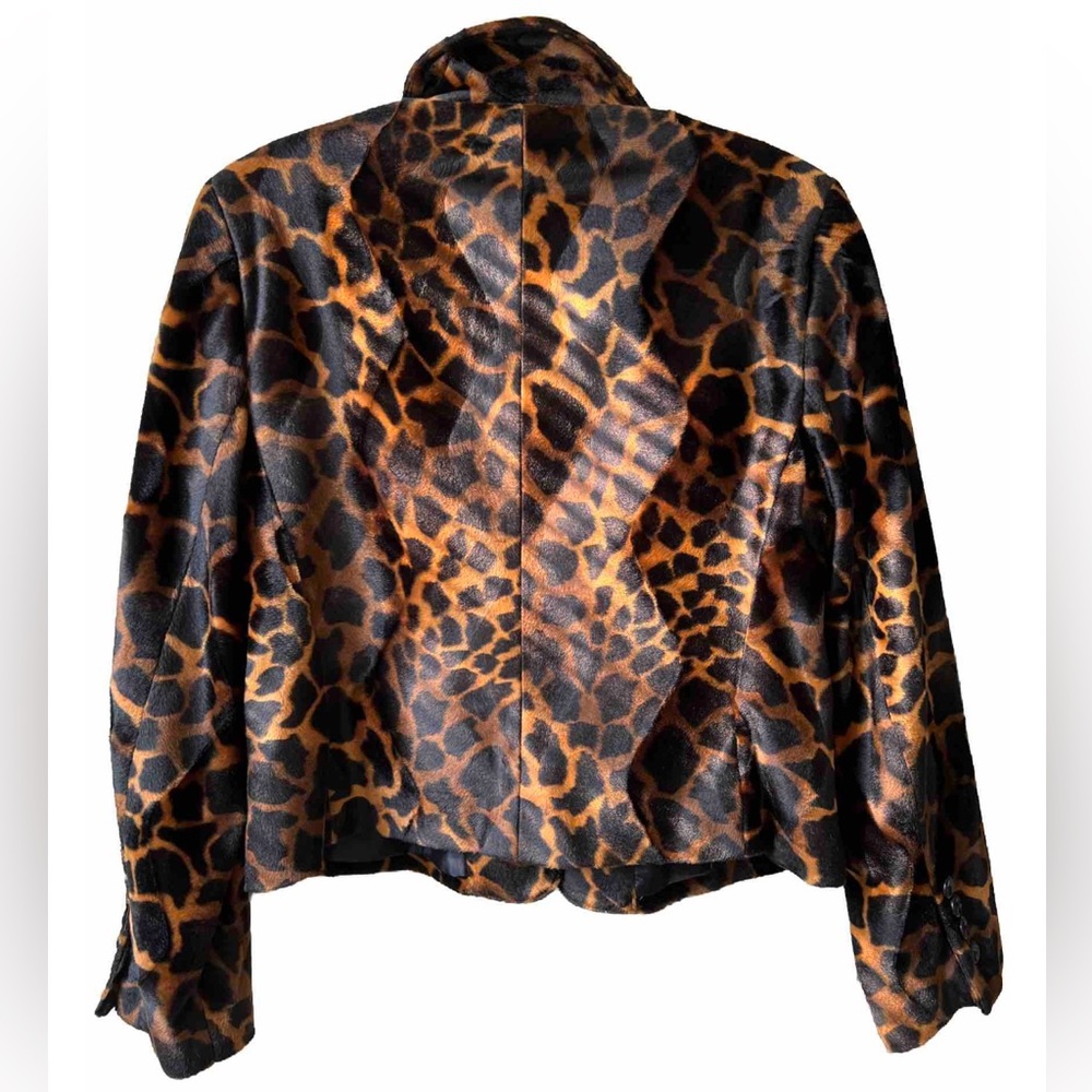 Harvé Benard By Benard Holtzman Leopard Print Faux Fur Jacket Lined 10P - Picture 6 of 13